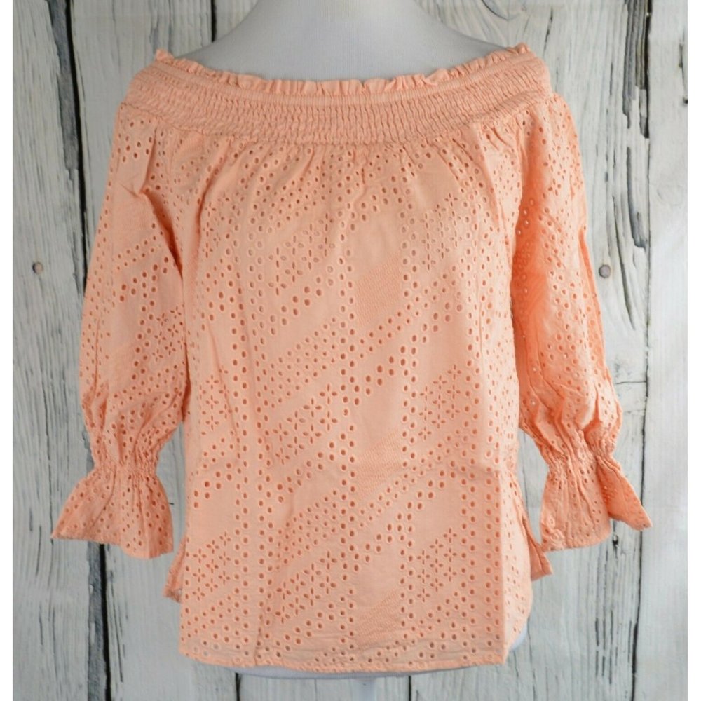 Eva Longoria Off-Shoulder Blouses Top Shirt Eyelet
